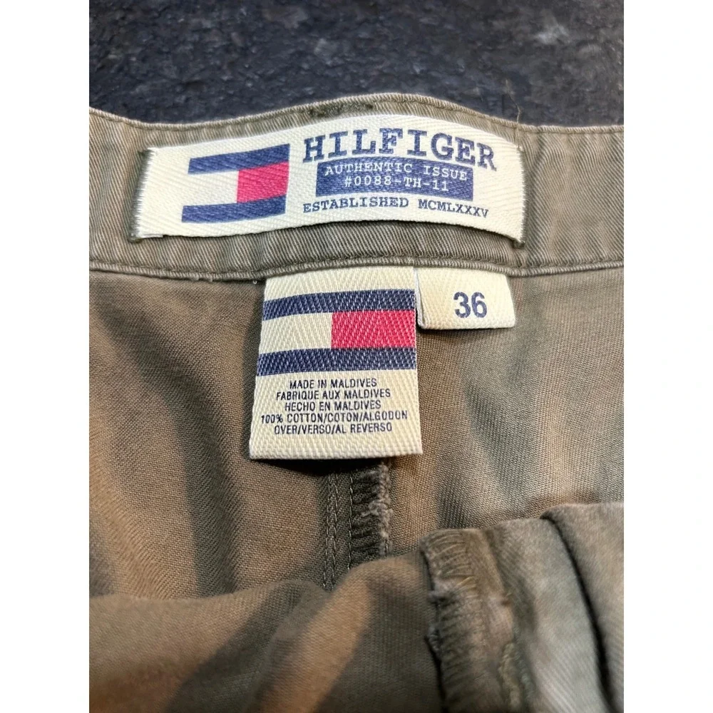 Tommy Hilfiger Mens Khaki Cotton Twill Cargo Shorts Sz 36 Authentic Issue #115